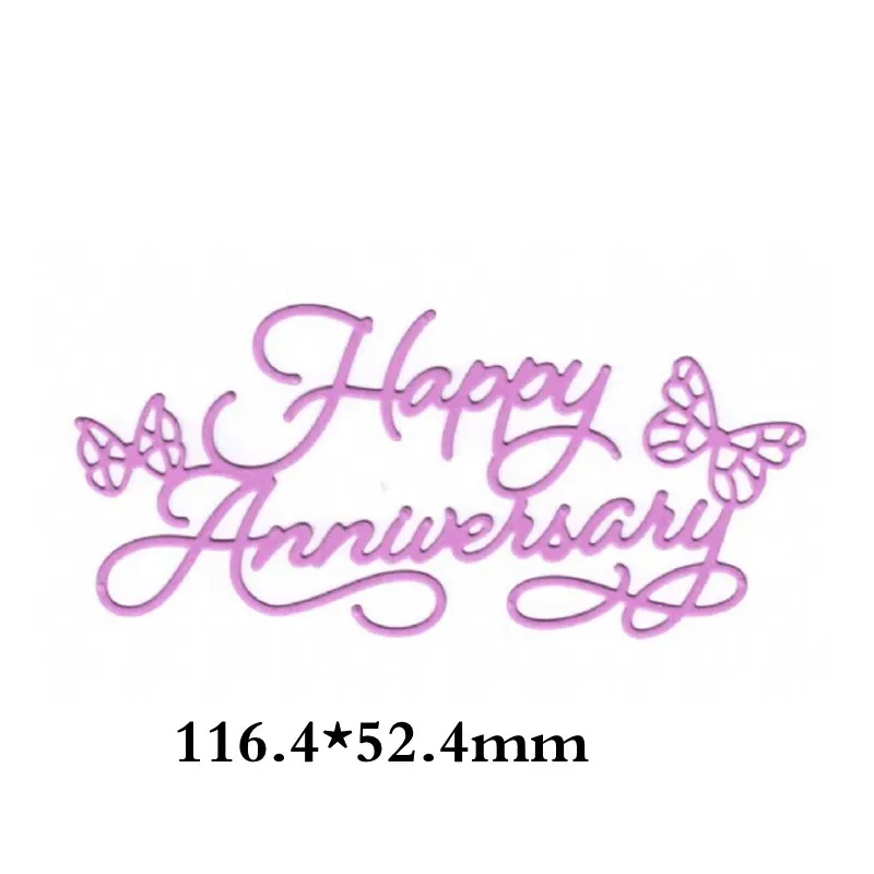 Happy anniversary Смешанные Цветочные Слова металлические Вырубные штампы трафарет для DIY скрапбукинга декоративное тиснение ручной работы вырубной шаблон Новинка - Цвет: Happy anniversary