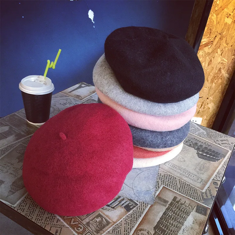 

Autumn and winter wild wool beret ladies retro woolen casual painter cap simple cap tide for lady