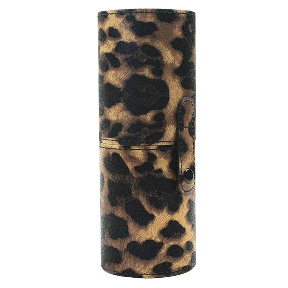 Waterproof Wear Resistant PU Leather Cosmetic Brushes Storage Holder Organizer Case Box for Travel Business Trip Daily Use - Цвет: Leopard print