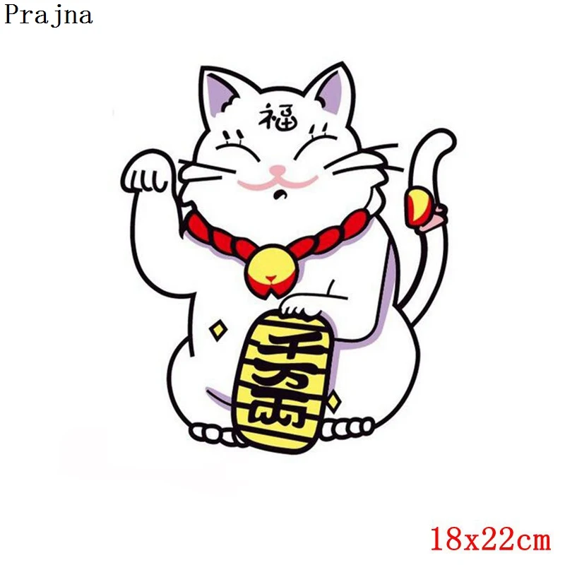 Prajna японский счастливый кот Горячие виниловые пластыри красный цвет сливы железные пластыри богатство теплопередача для одежды DIY наклейки сумки