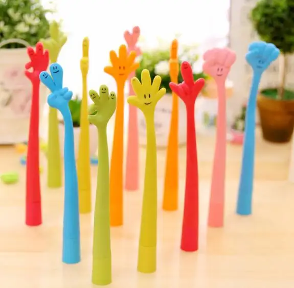 

1pcs/Lot Gesture Silicone Textured Cap Ballpoint Pen Plastic Ball Pens Writting Stationery Office School Supplies