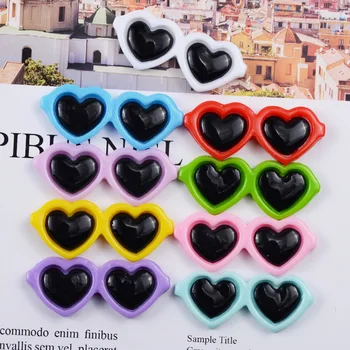 

10Pcs Flat Back Resin Cabochon Heart Glasses Resin Cabochons Flatback DIY Accessories Emellishment for Scrapbooking Phone Decor