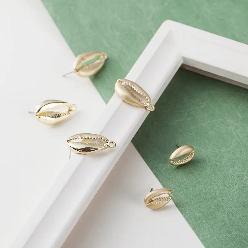 

5Pcs Gold Color Alloy Shell Ear Stud Findings Ear Drop Women Girl Diy Earring Jewelry Brincos C109