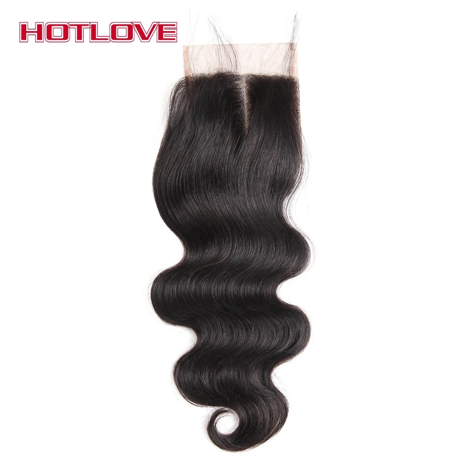 Hotlove Remy Hair Body Wave Lace Closure Middle Part Closure With Baby Hair Natural Color body-wave