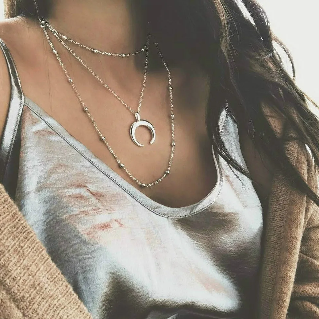 

Sexy Horn Power Necklaces for Women Long Moon Tassel Pendant Power Necklaces & Pendants Velvet Chokers Fashion Jewelry
