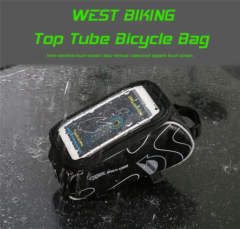 Clearance WEST BIKING Cycling MTB Bike Front Frame Top Tube Bag Bicycle Bags for 6 inch Phone Touch Screen Frame Front Tube Bicycle Bag 19