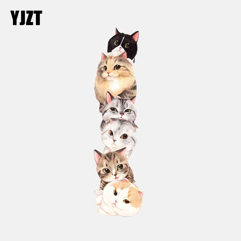 

YJZT 4.8CM*17.9CM Six Cute Cats Car Sticker PVC Decorative Decal 11-00999
