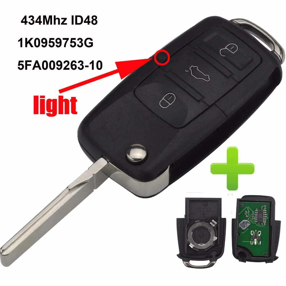 Jingyuqin 3 кнопки без ключа дистанционный ключ-брелок от машины для VW Volkswagen Beetle Гольф 1988 1999 2000 2001 1K0959753G ключ ID48 чип 433 МГц