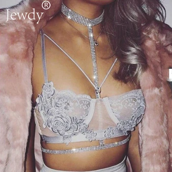 

Hot Sexy Silver Color Crystal Choker Body Chains Beach Jewelry Bikini Belly For Women Birthday Party Accessories Gifts 2020 New
