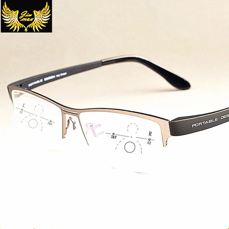 

New Men Titanium Alloy Quality Photogray Progressive lens Reading Glasses Fashion Multifocal Changing Colour Glasses for Men