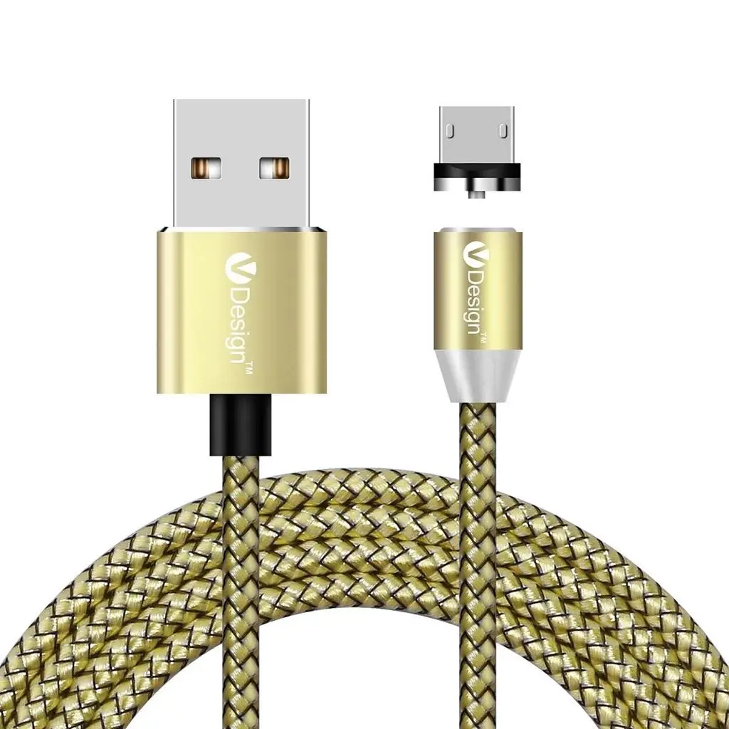 Магнитный кабель плетеный светодиодный Тип C Micro USB магнитное зарядное устройство USB кабель для iphone X 7 8 6 XS Max XR samsung S10 A50 a7 шнур - Цвет: gold Cable and Plug