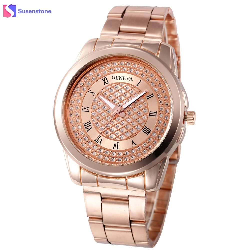 

Luxury Women Watch Rhinestone Top Brand Analog Quartz Rose Gold/Silver Wrist Watch Stainsteel Steel Band Ladies Dress Watches