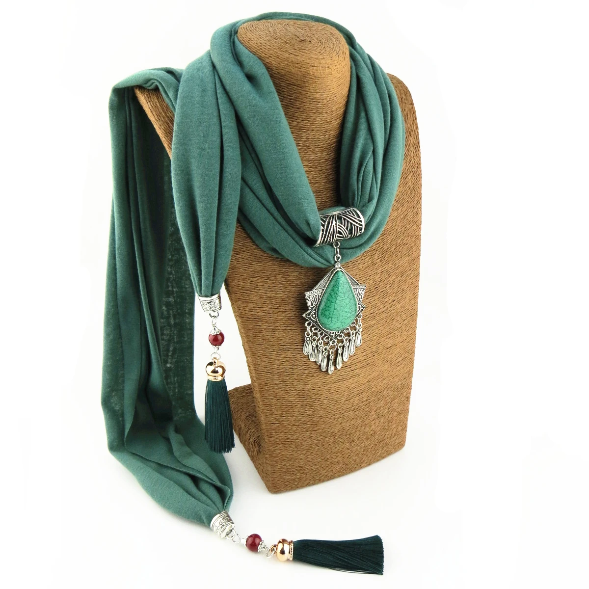Модный кисточкой Кулон леди шифон шарф-ожерелье, ювелирные изделия платок на голову