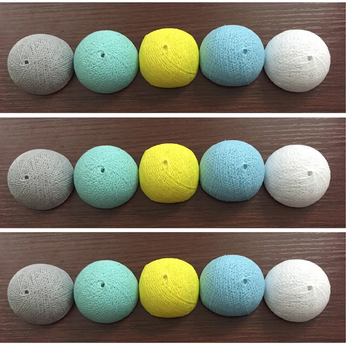 

100pcs Gray&Mint&Yellow&Sky Blue&White Cotton Ball Accessories for String Light Decorations - Cotton Ball Only - No lights