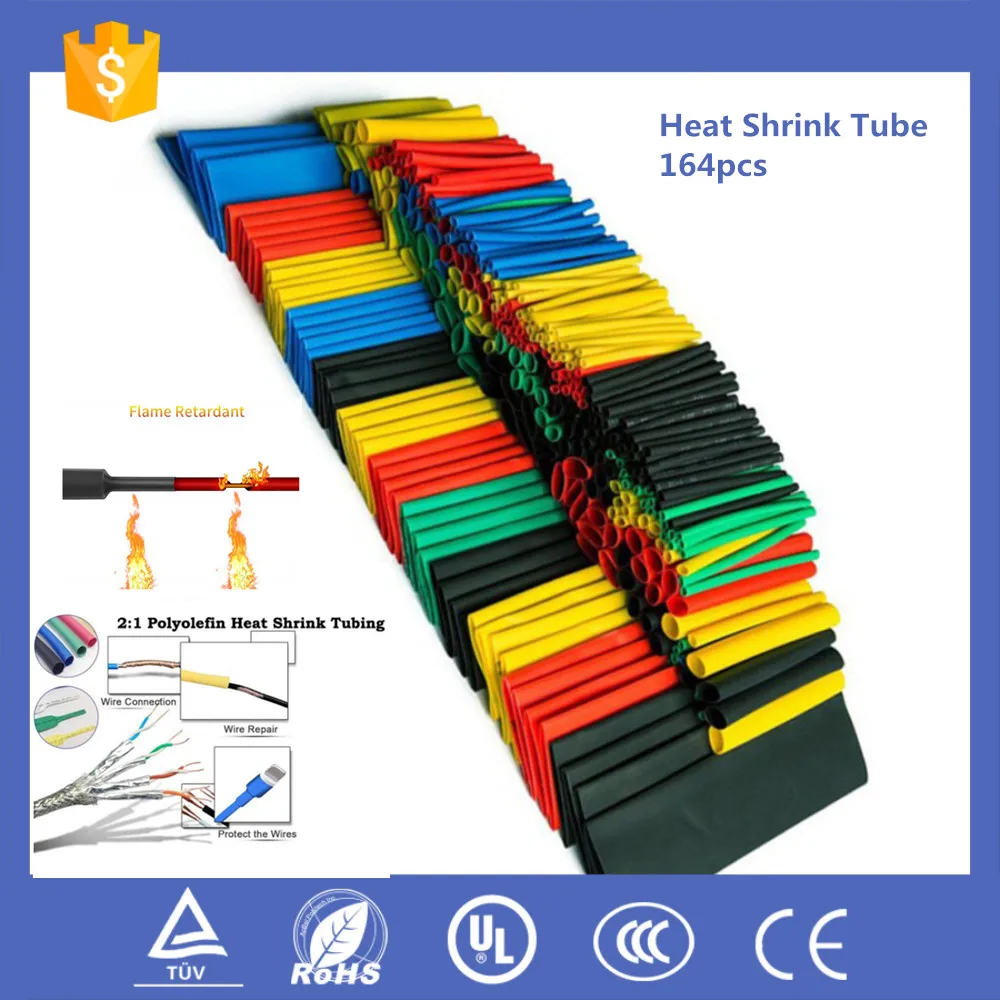 

164pcs/328pcs/127pcs/530pcs Set Polyolefin Shrinking Assorted Heat Shrink Tube Wire Cable Insulated Sleeving Tubing Set 2:1