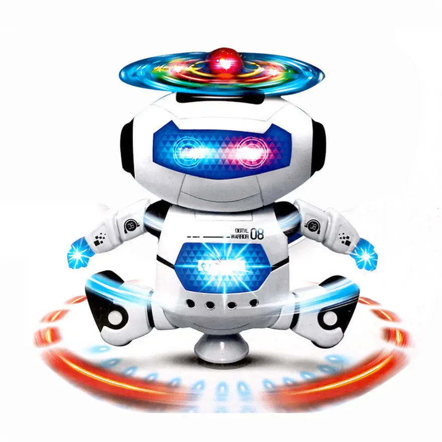 360 Rotating Space Dancing Robot Musical Walk Lighten Electronic Toy