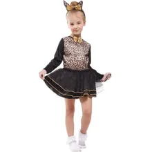 7 Sets/lot Free Shipping Kids Leopard Costumes Carnival Halloween Masquerade Fancy Dress Costumes Children Girls Cosplay Clothes