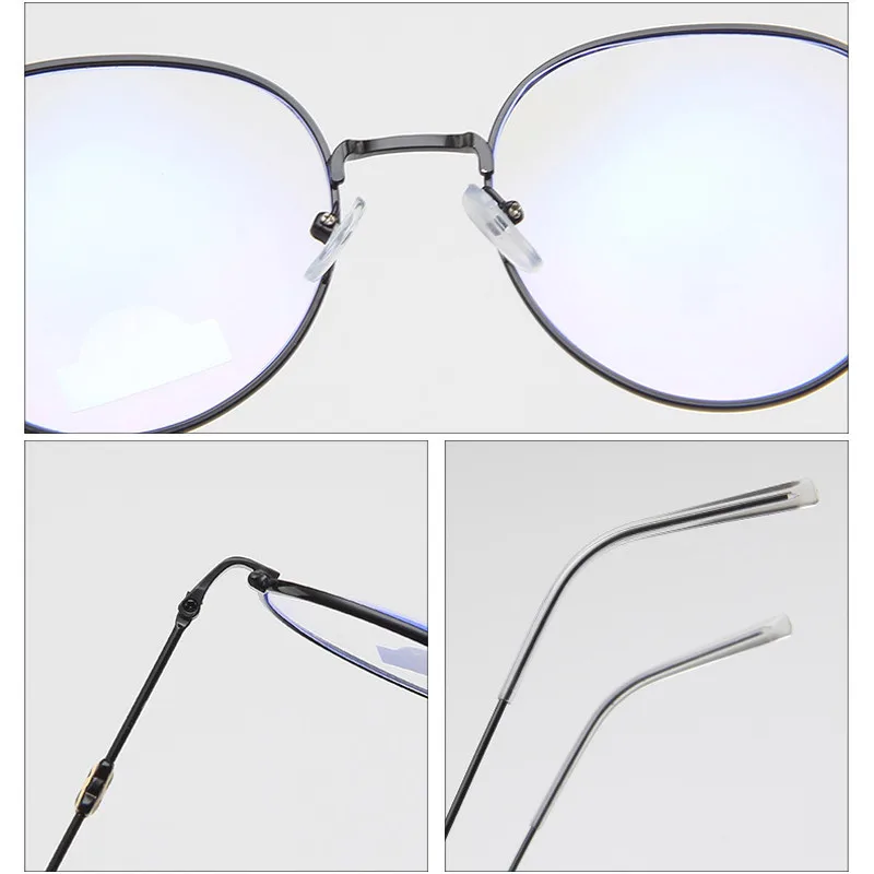 Elbru Ultralight Anti-blue Light Clear Lens Glasses Frame Women&Men Metal Frame Computer Eyeglasses Anti Glare Fake Glasses