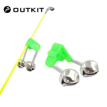 OUTKIT 5 unids/lote, alarmas de mordedura para pesca, caña de pescar, campana, abrazadera, protector de esquina, campanas, Anillo Verde ABS, accesorio de pesca de Metal para exteriores