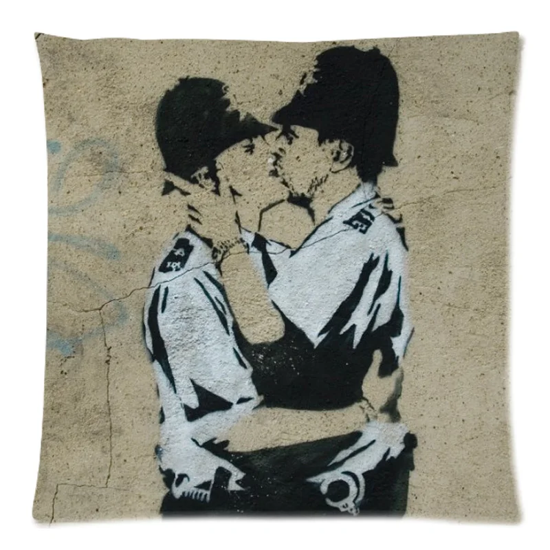 

45x45cm Banksy Graffiti Polyester cushion cover decorative two side print throw pillows case for sofa home decor pillowcase