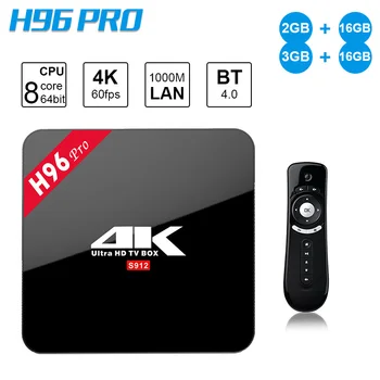 

H96 PRO Smart Set Top Box Android 6.0 2G/3G 16G TV Box Amlogic S912 Octa Core 2.4G/5.8G Wifi 4K Bluetooth Mini PC Media Player