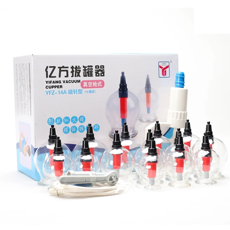 14pcs/box plastic vacuum therapy cupping set Suction Cups Chinese Traditional Cupping jar Acupunture Vacuum Cupping Set