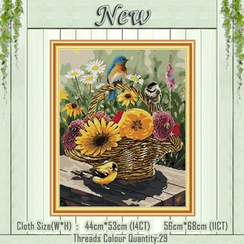 

Bird and flower basket diy decor painting counted print on the canvas DMC 11CT 14CT kits Cross Stitch Embroidery needlework Sets
