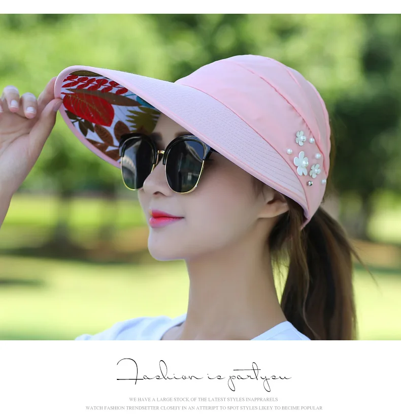 8 видов цветов Открытый Гольф шляпа леди путешествия складной корейской версии солнца женщин шляпа анти-ультрафиолетовая хлопок цветок Девушки Бейсбол шляпа - Цвет: Розовый