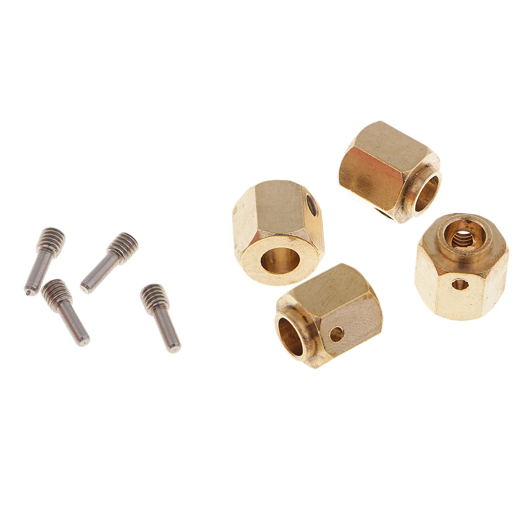 4Pcs 12mm Wheel Hub Brass Hexagonal Adapter Hex Adapter for 1/10 Traxxas TRX4 RC Crawler Truck Car Model