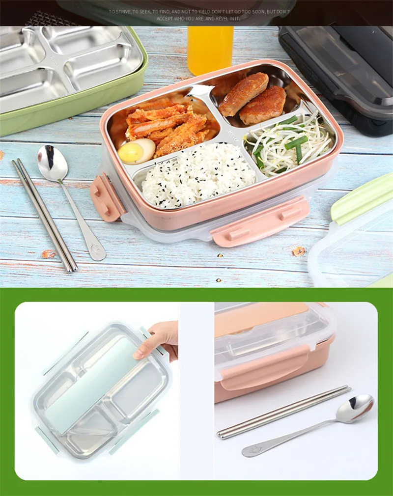 ONEUP 304 Stainless Steel Japanese Lunch Box With Compartments Leak-Proof Bento Box For Kids School Picnic Food Container