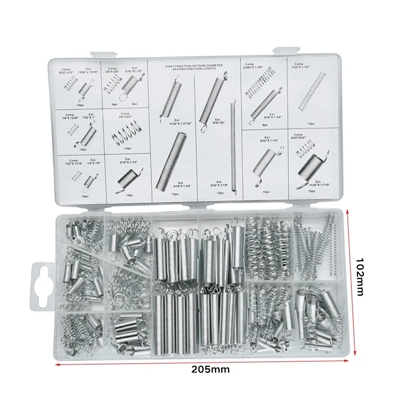 200Pcsbox Steel Spring Electrical Hardware Drum Extension Tension Springs Pressure Suit Metal Assortment Hardware Kit Assorted 2