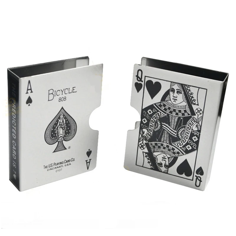 

Metal Bicycle Playing cards Clip Holder Deck Poker Protector Pack Box Case Magic tricks Props Accessory 81415
