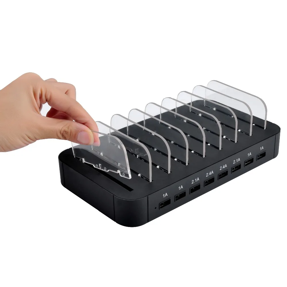 8 USB Ports With Cables Mobile Phone Charger Travel Charging Station Dock Stand Holder Universal for Smart cell phone Tablet