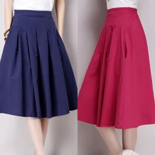 Винтаж летняя длинная юбка Новинки для женщин Дизайн японский Мори девушка большие качели Повседневное талии Лен Юбки для женщин плюс Размеры плиссированные