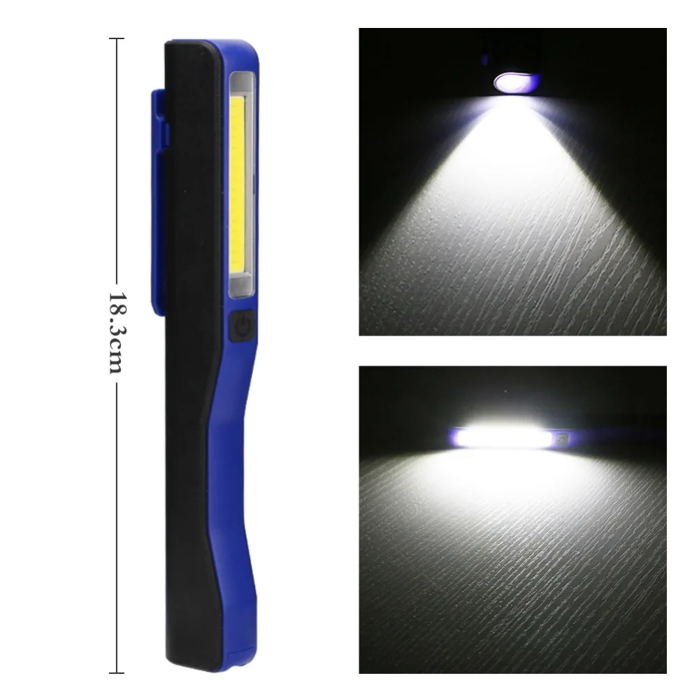 1* COB светодиодный+ 1* светодиодный мини-светильник-вспышка, ручка, светильник, удобный карманный Магнитный рабочий инспекционный фонарь, 2 режима, фонарь с использованием 3* батареек AAA