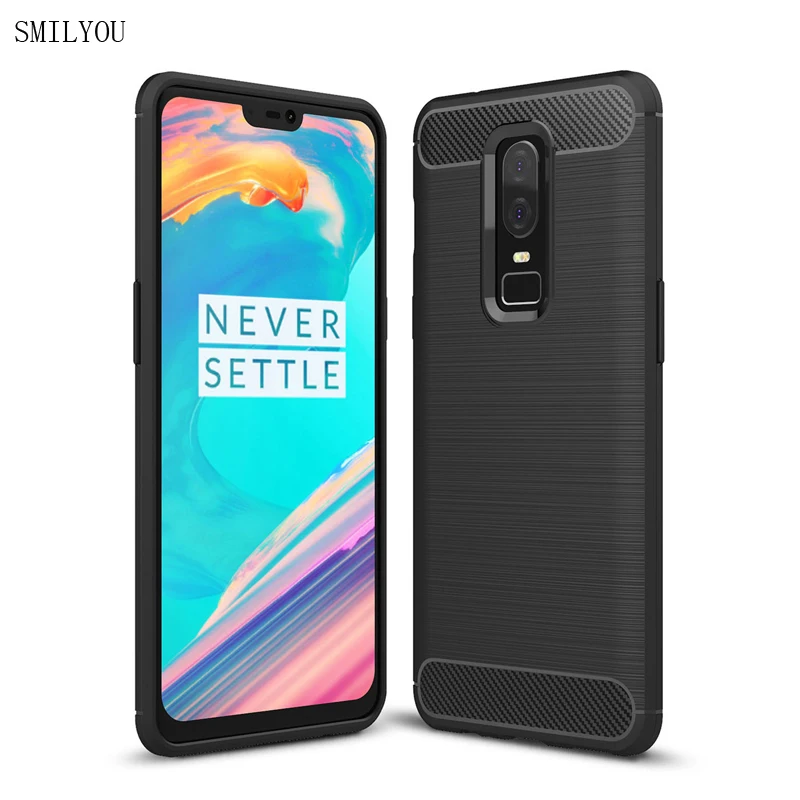 Best SMILYOU Case For OnePlus 6 One Plus 6 1+6 Matte Back Covers Shockproof Phone Bag Carbon Fiber Cases for Oneplus 6 New