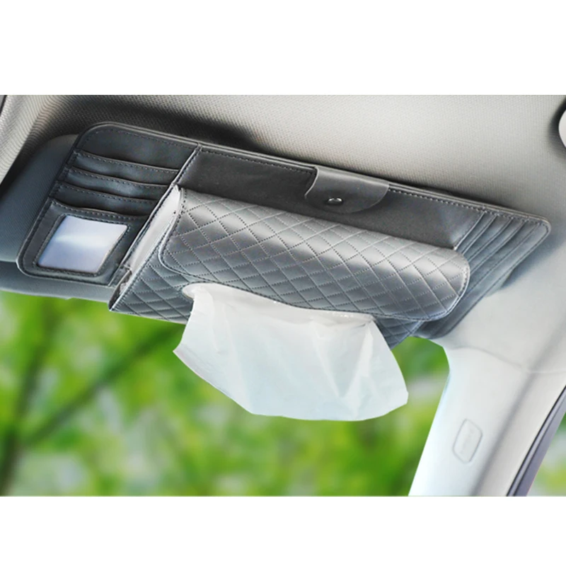 Автомобиль-Стайлинг подвесная коробка из ткани многофункциональный автомобильный солнцезащитный козырек коробка для салфеток авто аксессуары держатель бумажный зажим для салфеток