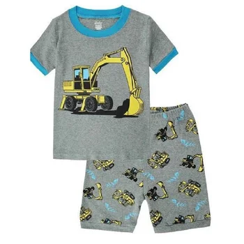 

Hooyi Digger Baby Boys Pajamas Suits Summer T-Shirts Pant Children Clothes Sets 100% Cotton Kids Sleepwear Nightdress Tee Shirts