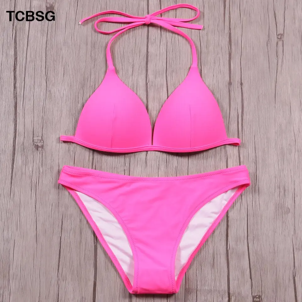 Tcbsg 2018 Sexy Pink Push Up Bikinis Women Swimwear Swimsuit Brazilian