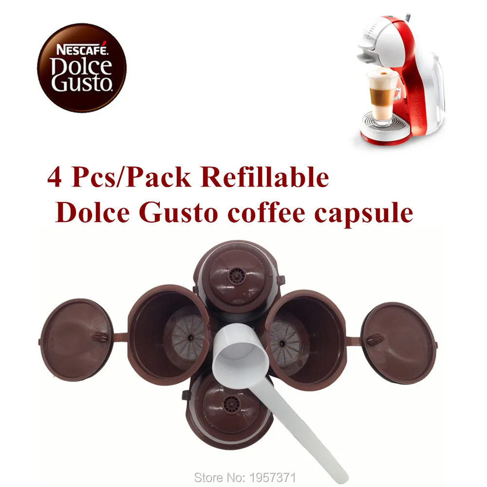 4 pcs/set Reusable Refillable Capsules Pods for Nescafe ...