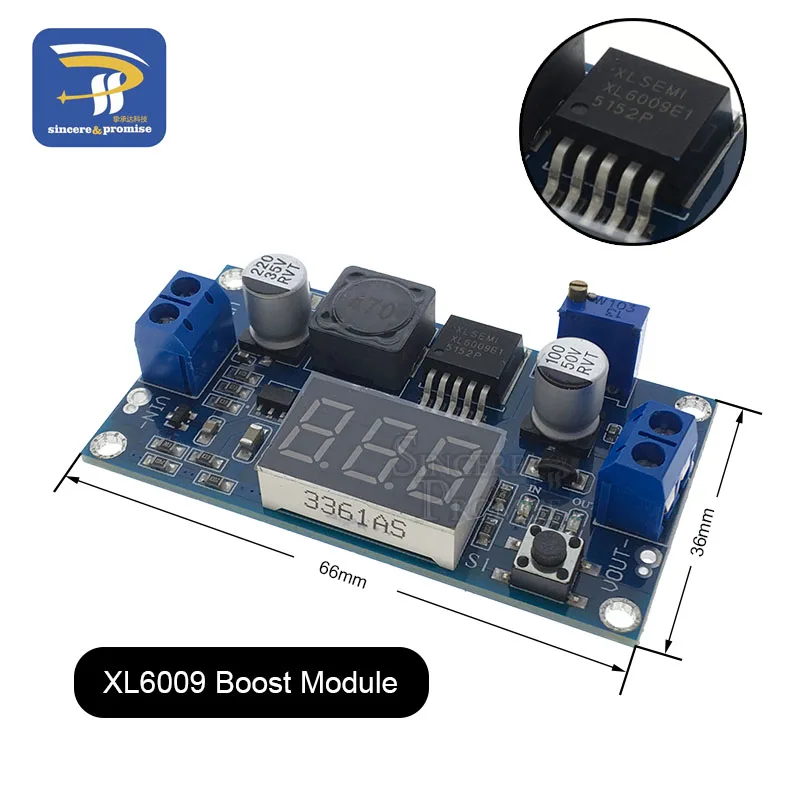 DC-DC 3A LM2596 понижающий модуль Регулируемый понижающий стабилизатор напряжения с светодиодный вольтметр XL6009 повышающий Повышающий Модуль с дисплеем - Цвет: XL6009