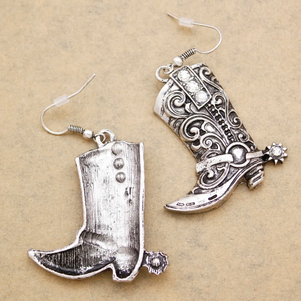 Западные дикие западные серебряные женские ковбойские ботинки Spur Rodeo серьги маскарадный костюм стимпанк ювелирные изделия