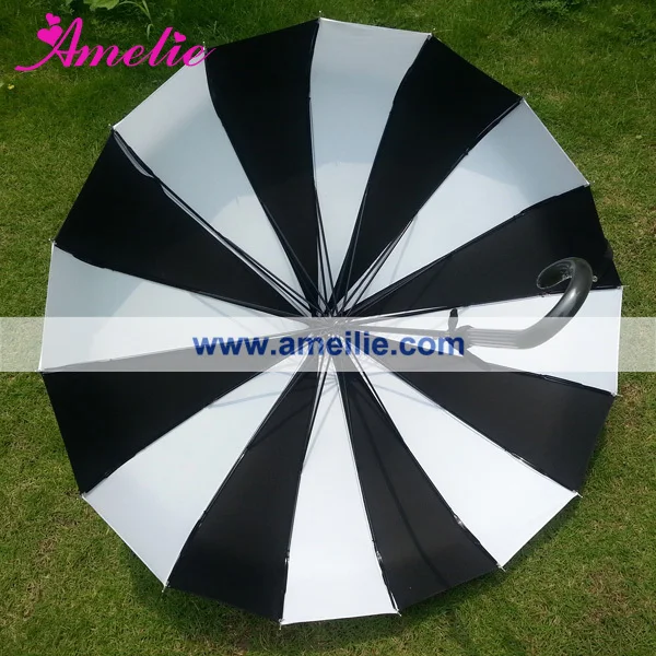 8pcs/lot Cheap Straight Pagoda umbrella Black and White Stripe Patterns Sun Umbrella available in Stock