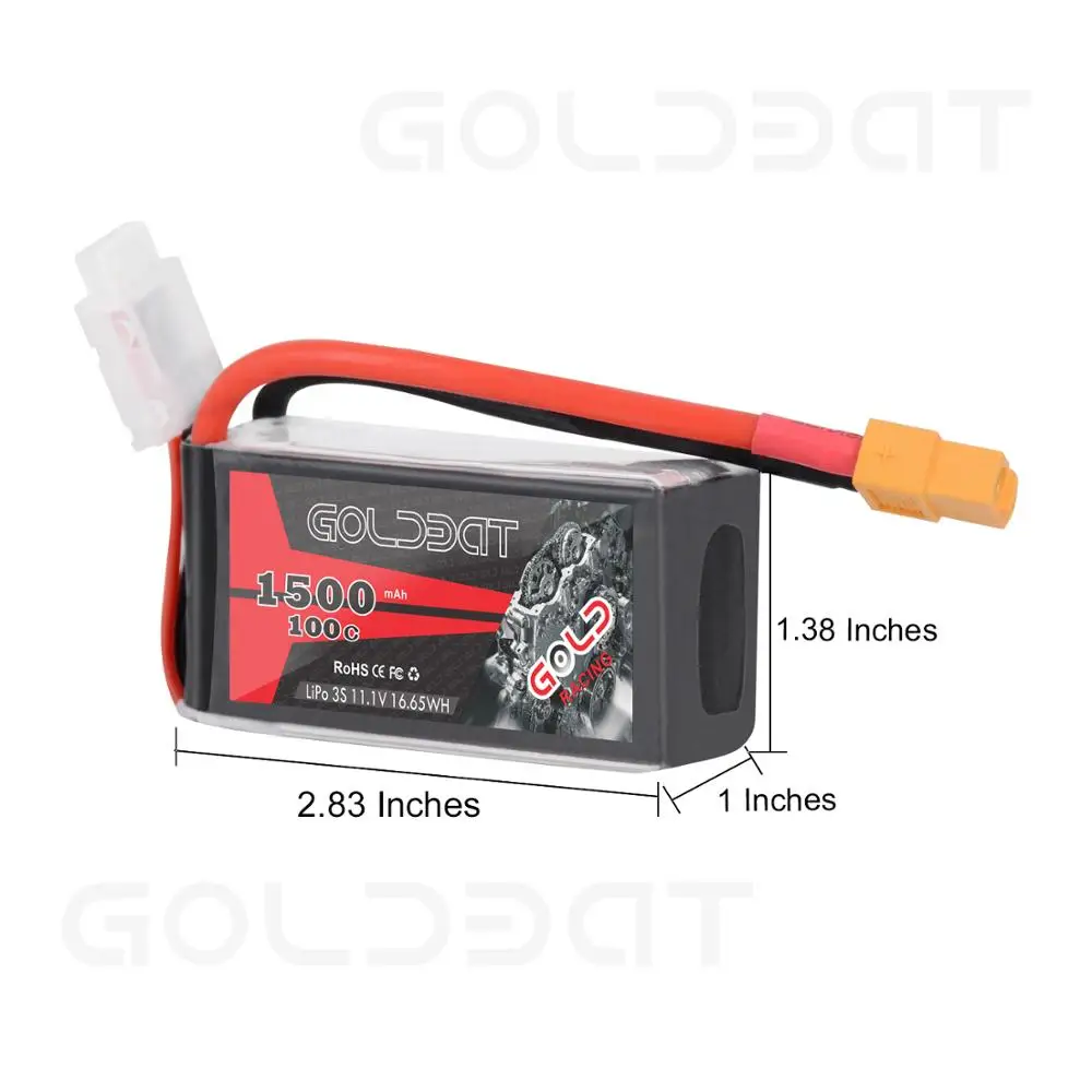 Tanie 2 jednostki GOLDBAT 1500mAh 11.1v bateria lipo dla fpv akumulator lipo 11.1V 3S 100C akumulator lipo dla Drone z wtyczką XT60 dla fpv heli