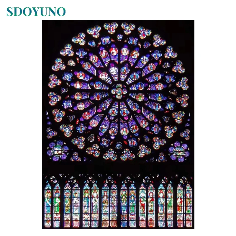 

Frame DIY 60x75cm Frameless Painting By Numbers Notre Dame De Paris Landscape Painting & Calligraphy Paint By Numbers Home Decor