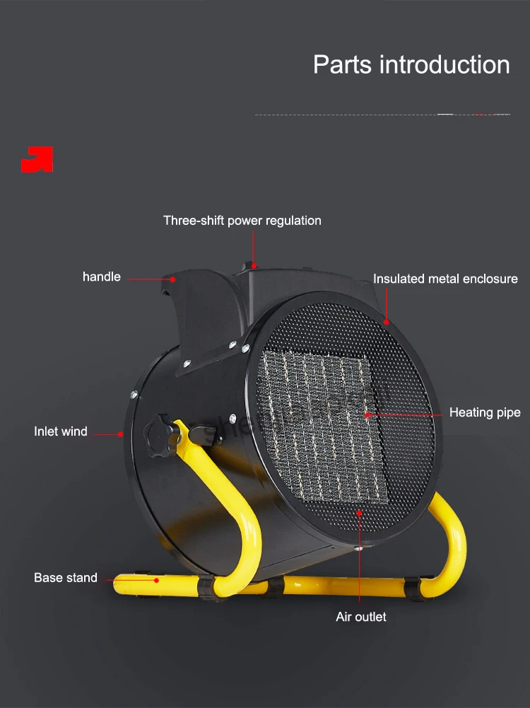 3000W промышленные электрические обогреватели теплый воздух вентилятор нагревателя паровой воздух нагреватель Электрический воздушный обогреватель 220 В 1 шт