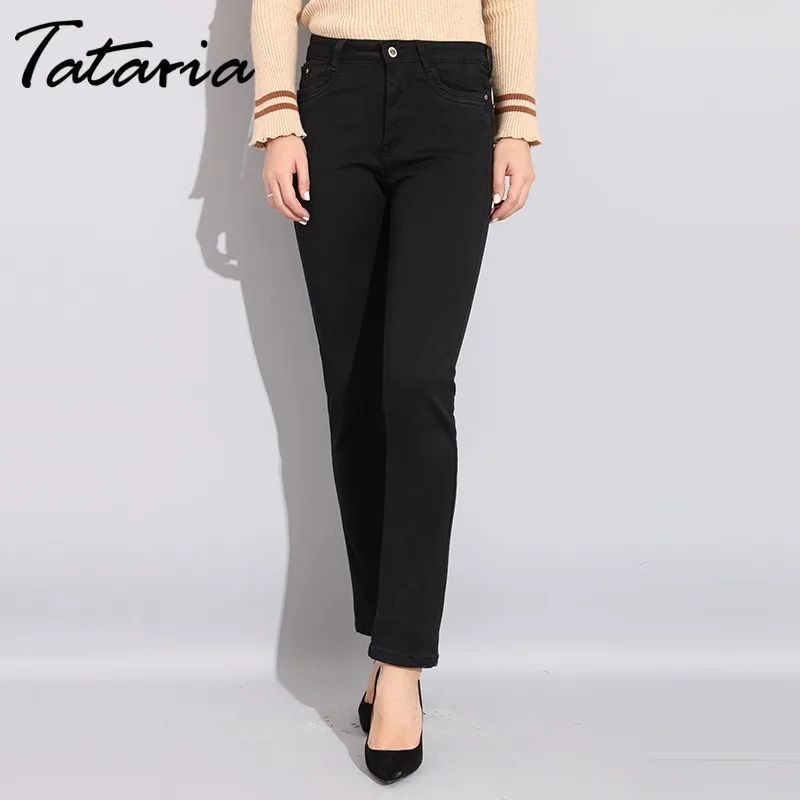 Tataria High Waist Women Black Jeans Plus Size Stretch Mom Skinny Jeans For Women Autumn Winter Jeans With High Waist Jean Femme