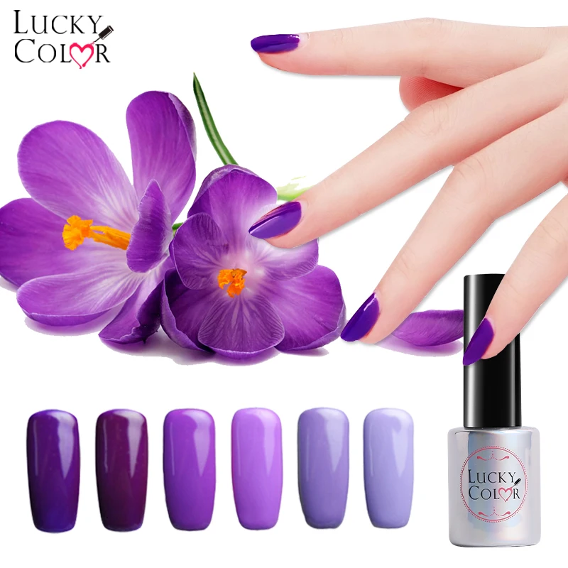 Lucky Color Фиолетовый Гель лак для ногтей лавандовый цвет длительное впитывание УФ LED
