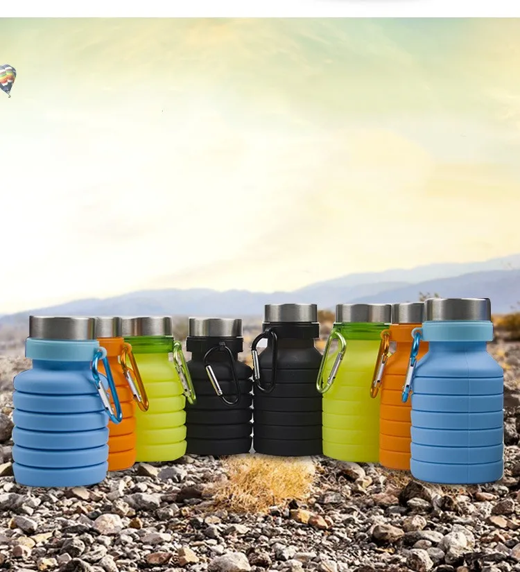 550ml Portable Silicone retractable Folding Water Bottle Outdoor Travel