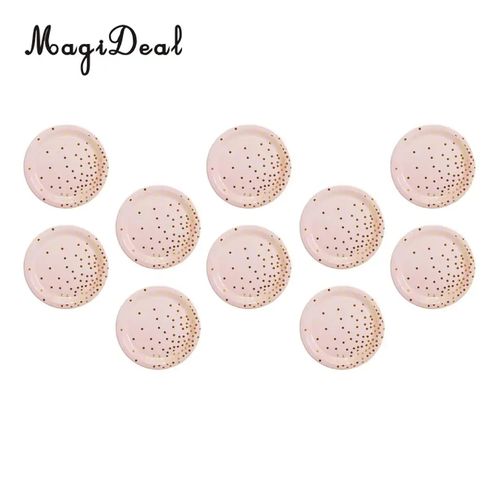 20 Set Glitter Gold Polka Dots Paper Plates and Cups Baby Shower Wedding Birthday Disposable Tableware